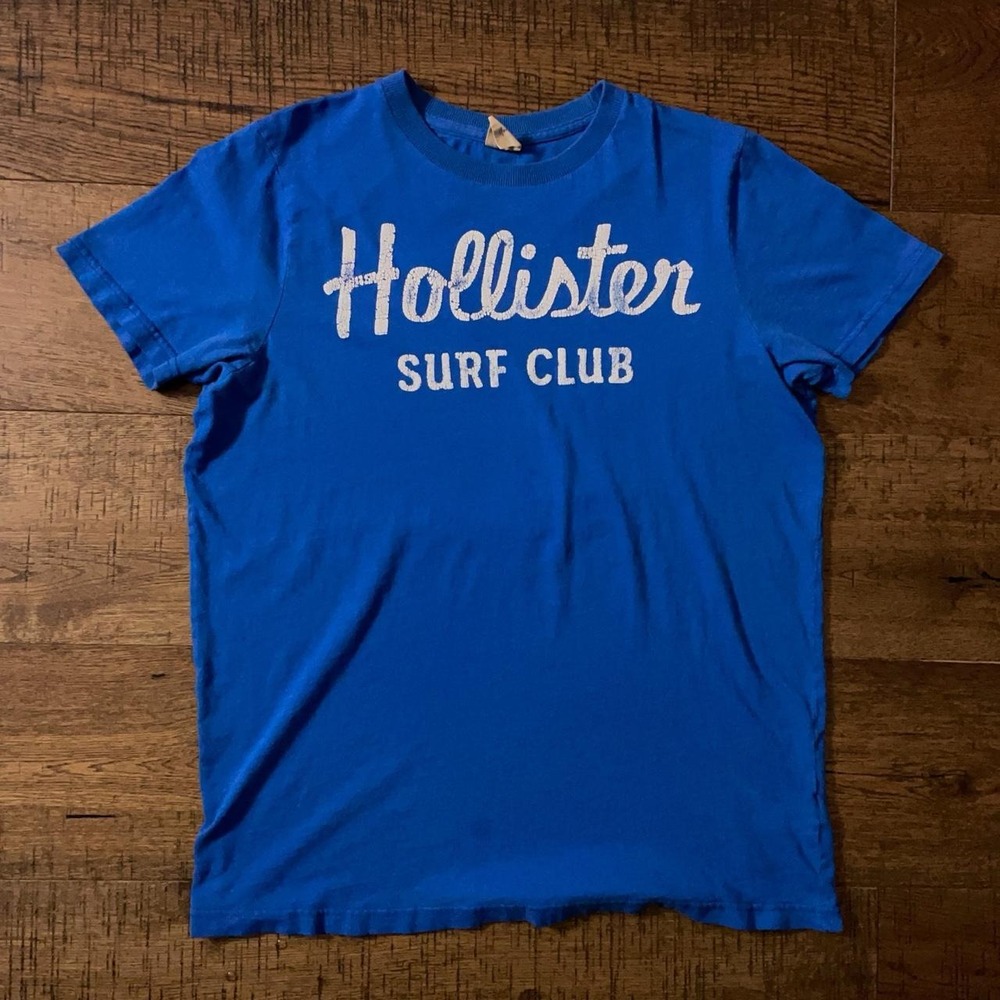 Hollister Surf Club Tee Mens Large Blue Y2K Preppy California Graphic T-Shirt